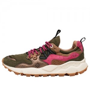 Flower Mountain Yamano 3 Sneakers Dames Groen Roze Bruin | XZI7335RS