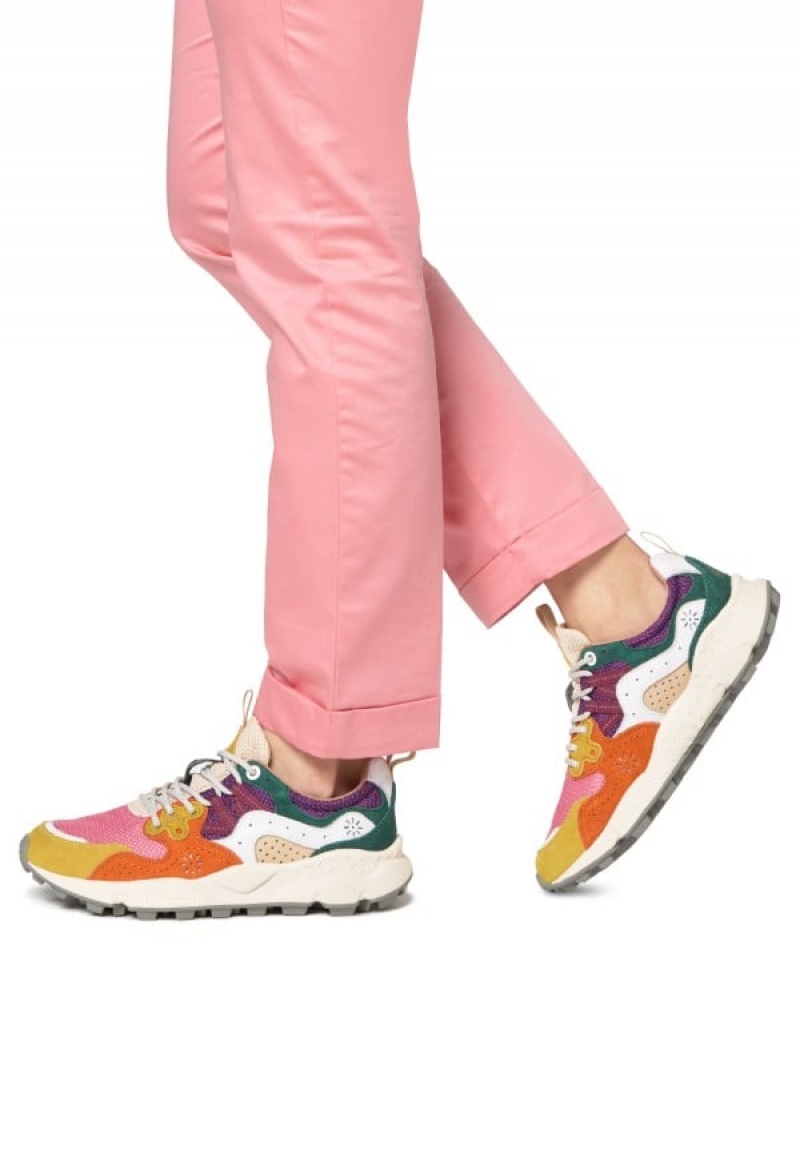 Flower Mountain Yamano 3 Sneakers Dames Fuchsie Geel | VAS338SV