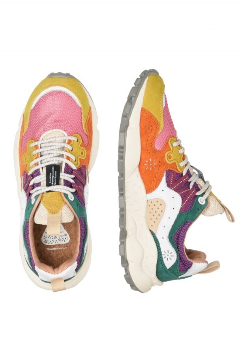 Flower Mountain Yamano 3 Sneakers Dames Fuchsie Geel | VAS338SV