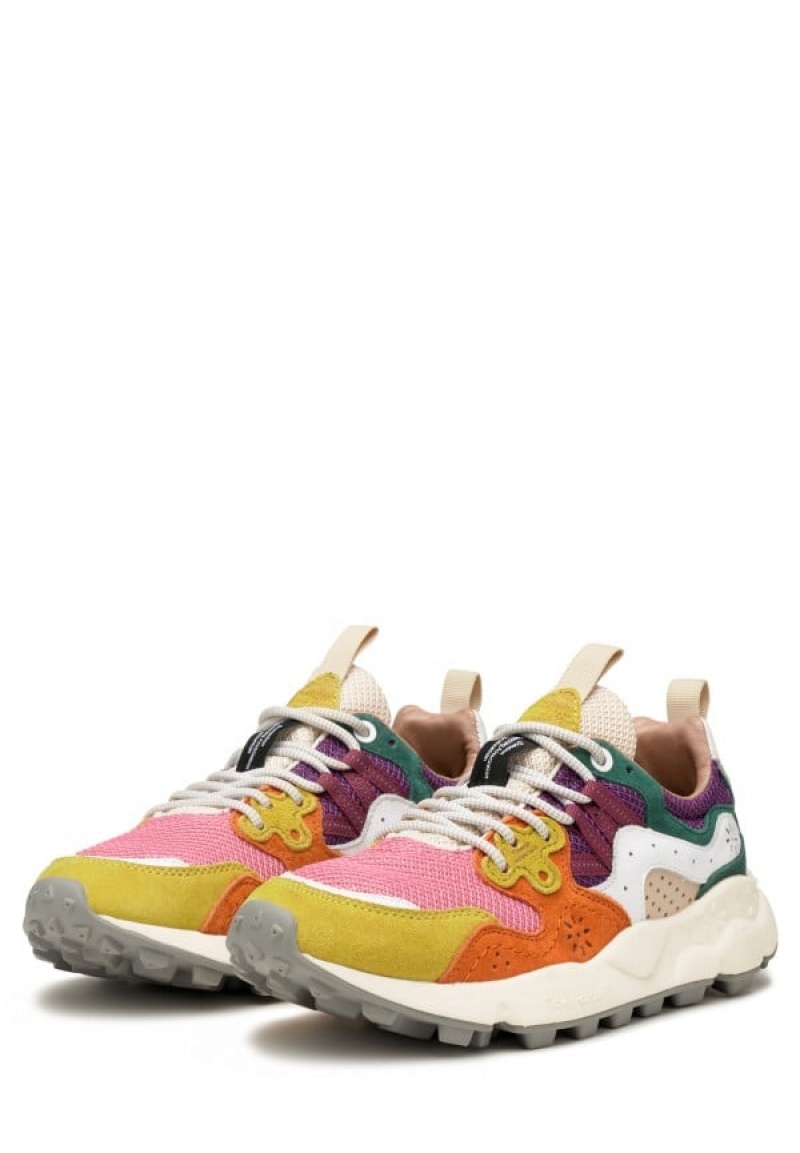 Flower Mountain Yamano 3 Sneakers Dames Fuchsie Geel | VAS338SV