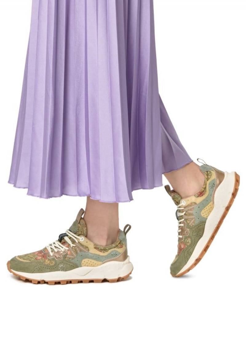 Flower Mountain Yamano 3 Sneakers Dames Groen Beige | MKE736XV