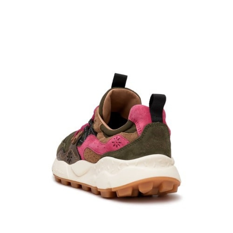 Flower Mountain Yamano 3 Sneakers Dames Groen Roze Bruin | XZI7335RS